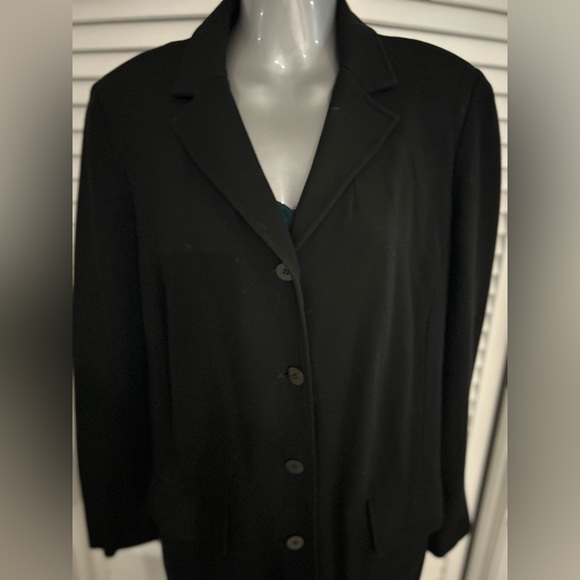 Laundry by Shelli Segal Vintage 1995 long black button up stretchy jacket size 6 - Picture 3 of 16